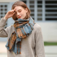 2022 hot selling elegant winter unisex scarf female hot selling tassel imitation cashmere plaid scarf warm scarf