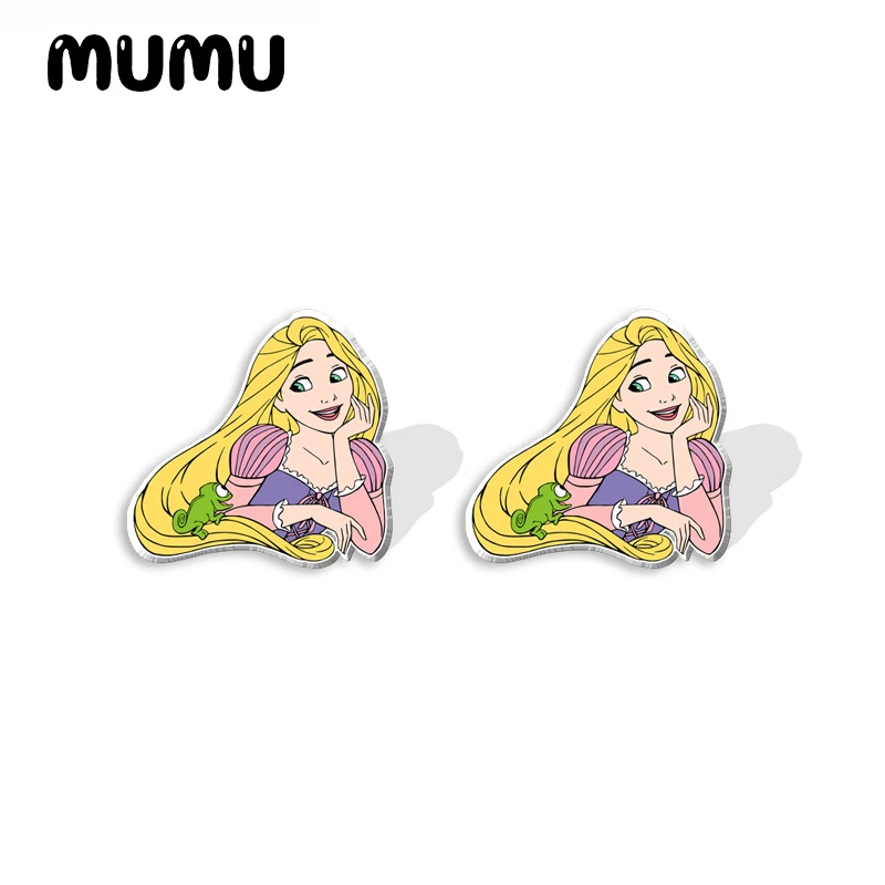 2024 новые серьги-гвоздики принцессы Рапунцель Мультяшные ювелирные изделия из