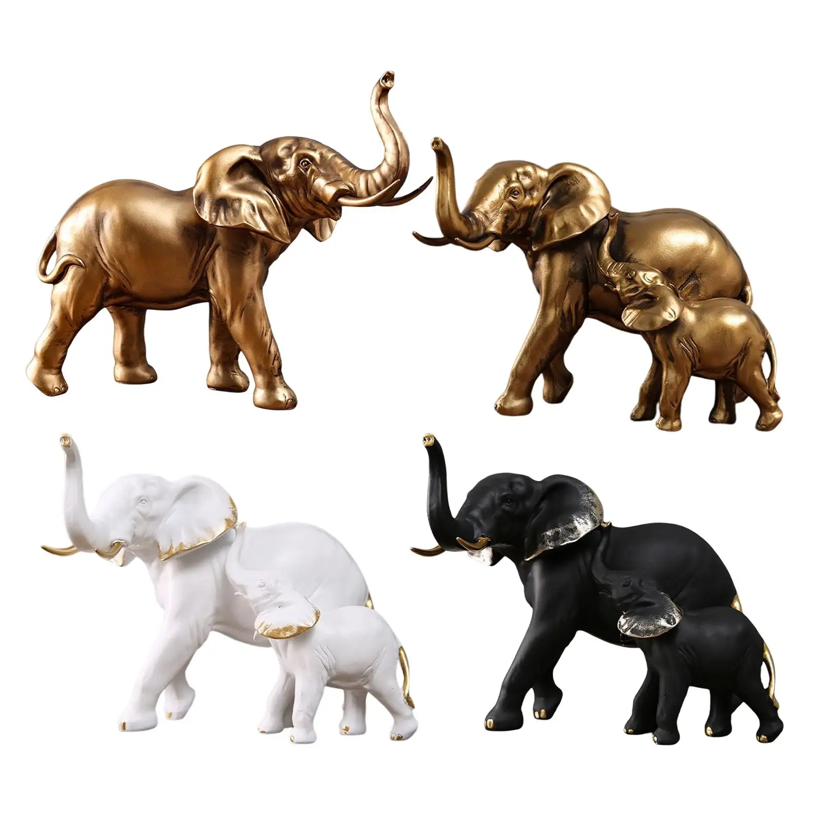 

Elephant Statues Sculpture Ornament Desk Resin Figurines for Xmas Festival