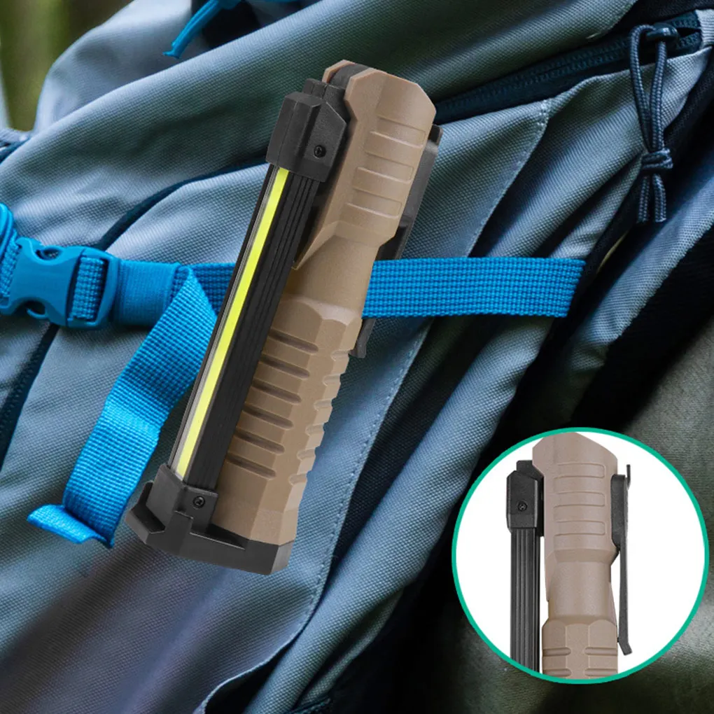 

USB Rechargeable Flashlight Professional Waterproof Electric Torch Foldable COB Flashlights Camping Lamp Black