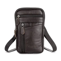mens genuine leather fashion phone pouch belt bag shoulder crossbody waist pack