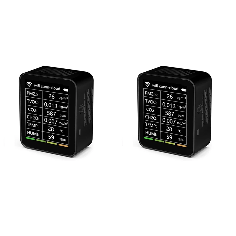 2X Tuya Wi-Fi 6 в 1 детектор качества воздуха PM2.5 TVOC CO2 CH2O монитор температуры и влажности