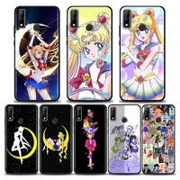 phone case for huawei mate 40 10 20 pro rs case y6 y7 y9 y5p y6p y8s y8p y9a y7a silicone anime cute sailor moon glitter girl