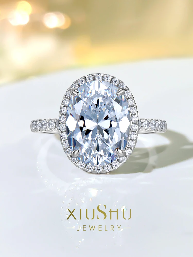

Fashion Pigeon Egg Artificial White Diamond Silver Ring Inlaid with Imported Diamond Versatile Proposal Gift New Couple