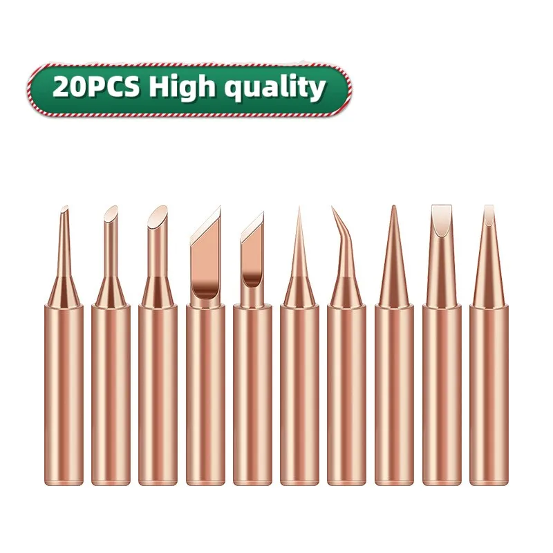 20Pcs 900M-T-I 900M-T-B Pure Copper Iron Tip Soldering Tip Rework Station Welding Head BGA Soldering Tools Branding Iron Welding