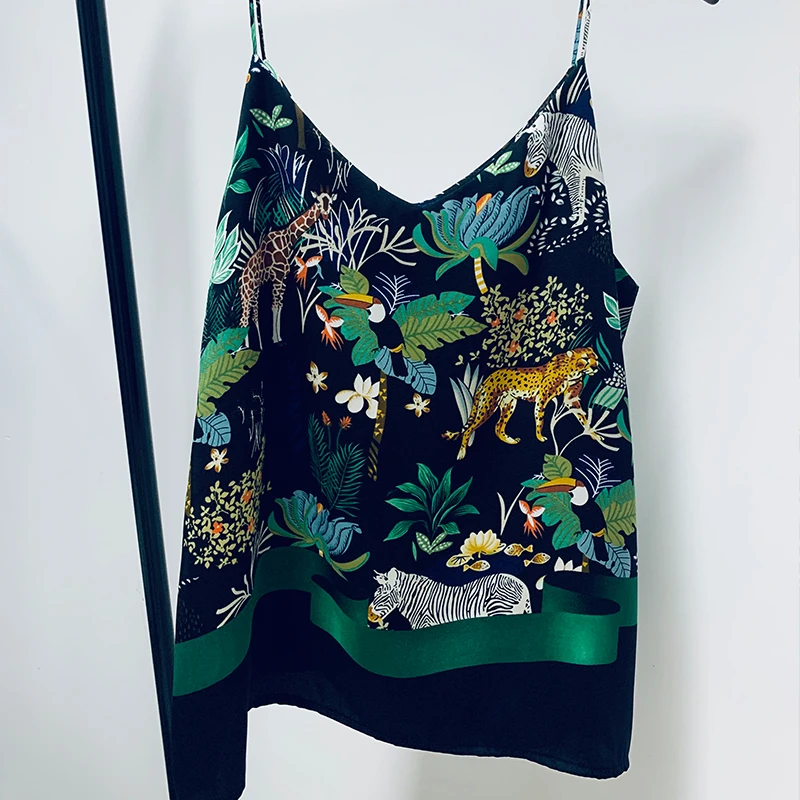 

Майка женская с V-образным вырезом, модный пикантный топ с принтом, шелковая атласная рубашка на бретелях-спагетти, элегантная винтажная одежда, лето 2023