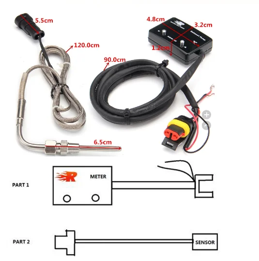 Car Exhaust Temp Gauge Exhaust Gas Meter Digital With Sensor EXT Temperature Meter Turbo for 4WD Hilux Patrol EGT etm-01