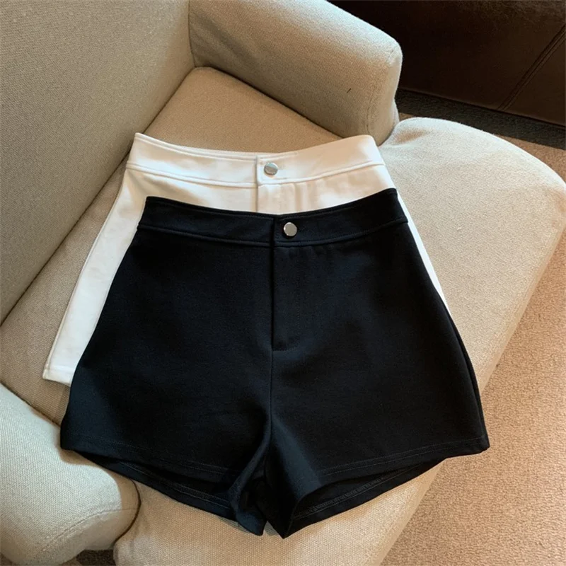 

Stylish Black Home Shorts Women's Clothing 2023 Spring Summer Casual High-waisted Slim A-line Hot Pants Girls Booty Shorts AC128