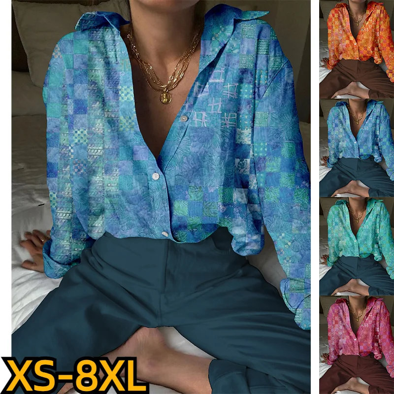 

Женская блузка с V-образным вырезом, длинным рукавом и пуговицами