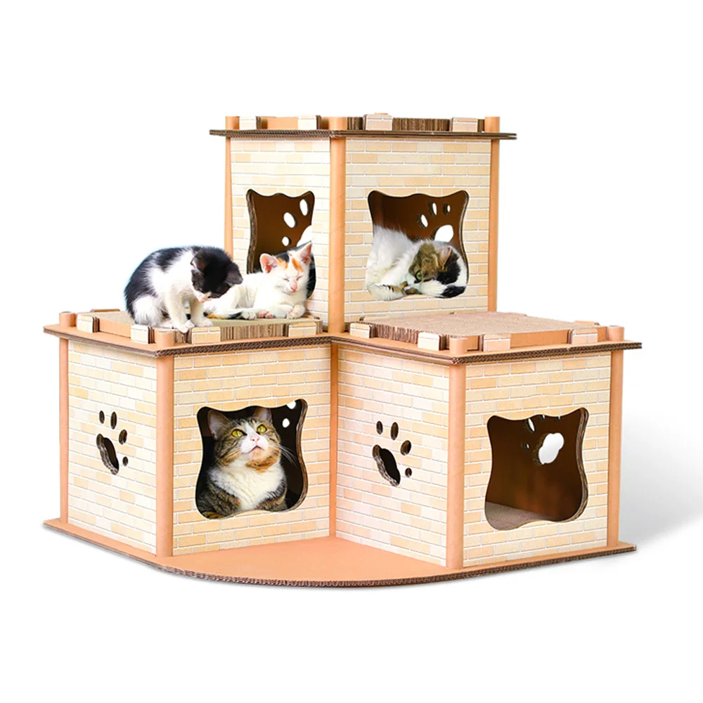 Большой складной влагостойкий коврик для помещений деревянный картонный дом в