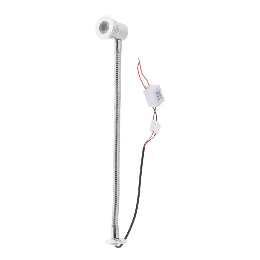 

LED Wall Lamp 2W, Bedside Wall Light - Adjustable Reading Lamp with Long Gooseneck, Lighting for Marine, Boat, RV