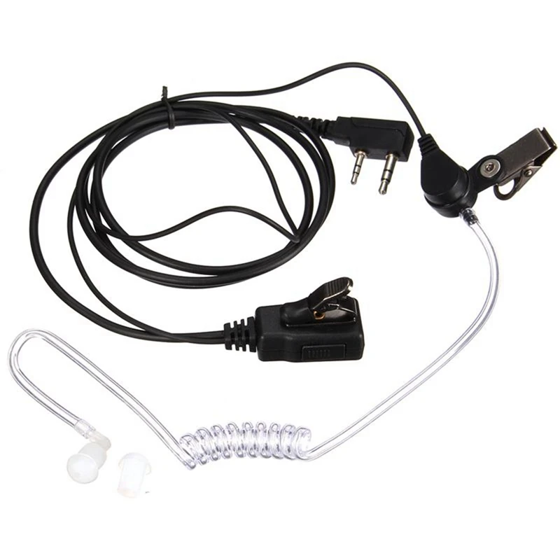 2Pin Covert Acoustic Tube FBI Headset Earpiece Headphone Microphone Earbud Mini Walkie Talkie Radio