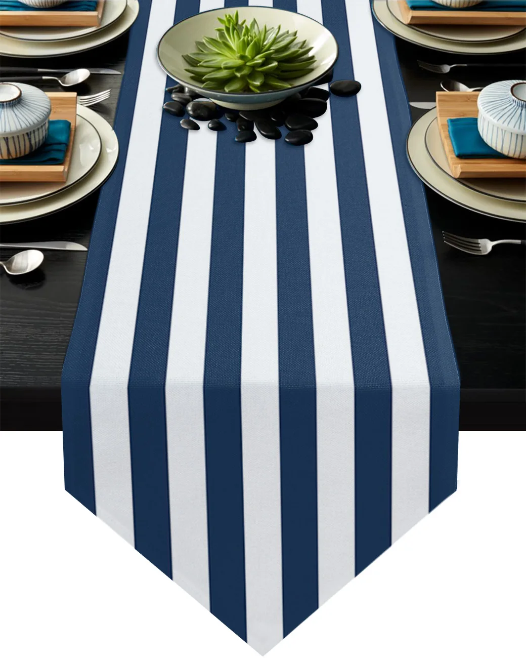 

Полосатая сине-белая настольная дорожка, деревенская Свадебная Декоративная скатерть, скатерть с флагом, коврик от пыли, коврик для стола д...