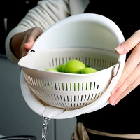 double drain basket for vegetables fruit tools bowl washing storage basket sink strainer colander kitchen cleaning gadgets tool