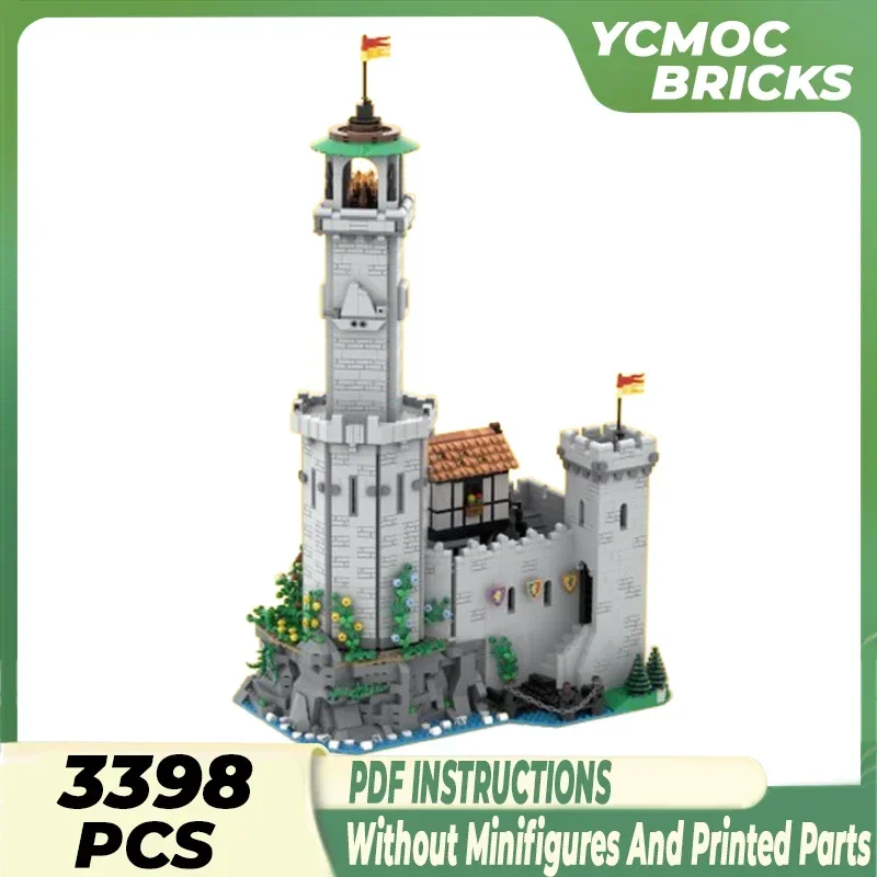 Средневековая модель Moc строительные кирпичи маяк замок льва воина технология
