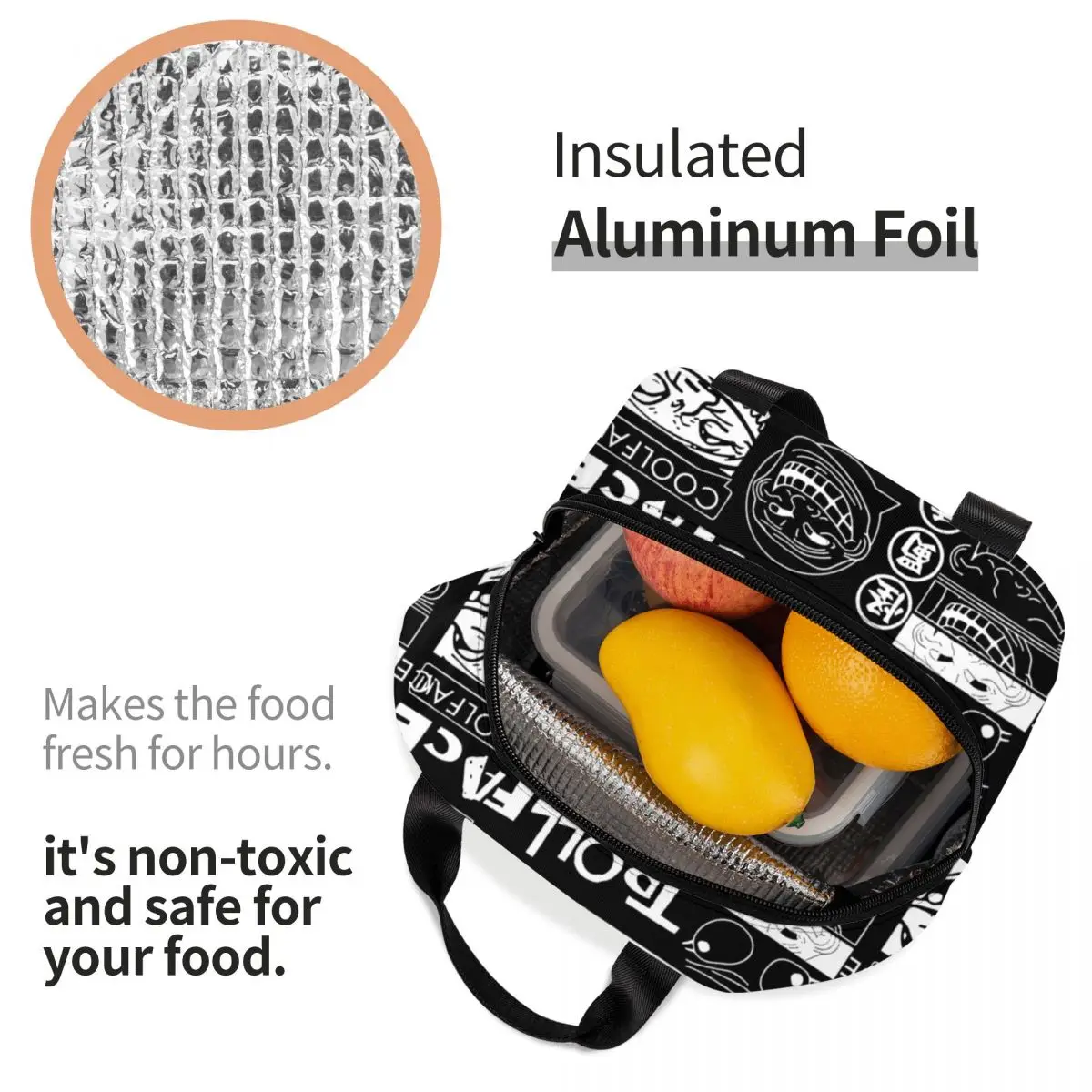 Изолированные сумки для ланча с коллажем Trollface Coolface Термосумка контейнер Rage