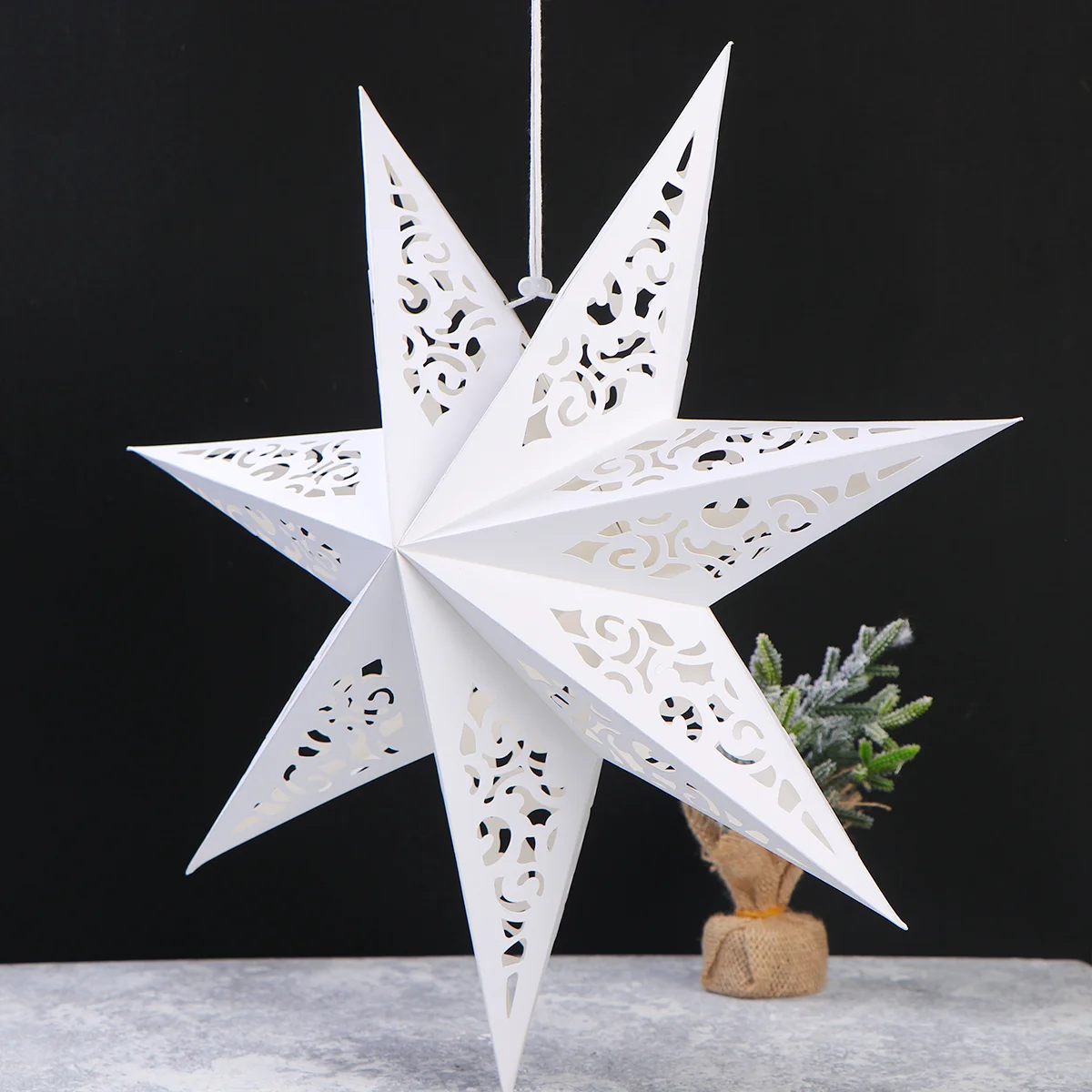 

45cm Hollow Out Star Party Light Cover Window Grille Home Bedroom Night Light Cover (White)