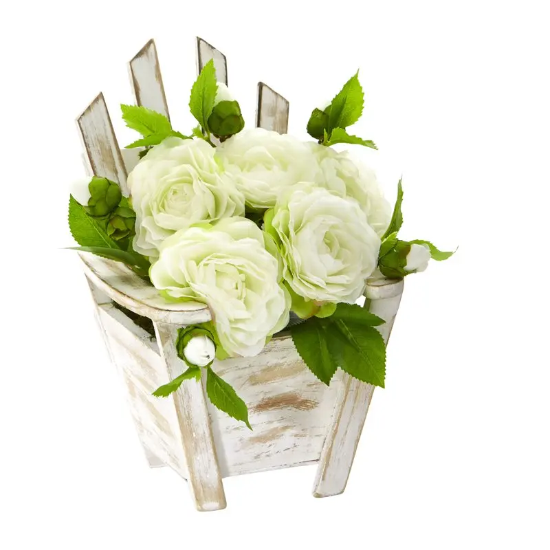 

9in. Camellia Artificial Arrangement in Chair Planter, White