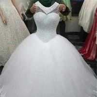 fashion pearl wedding dresses shining sleeveless ball gown wedding gowns 2022