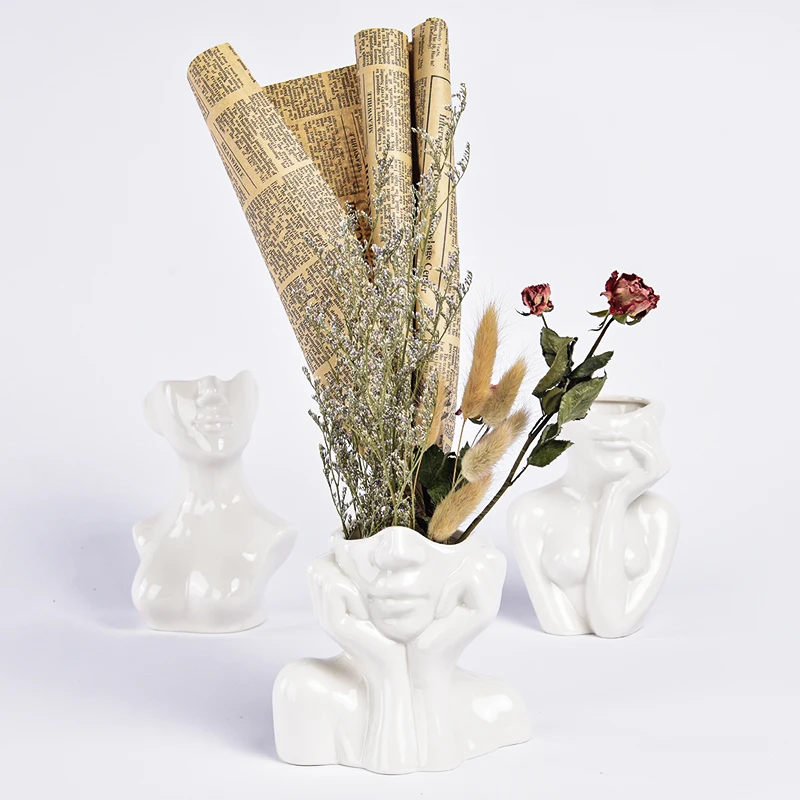 Керамическая ваза в скандинавском стиле украшения творческий портрет голова