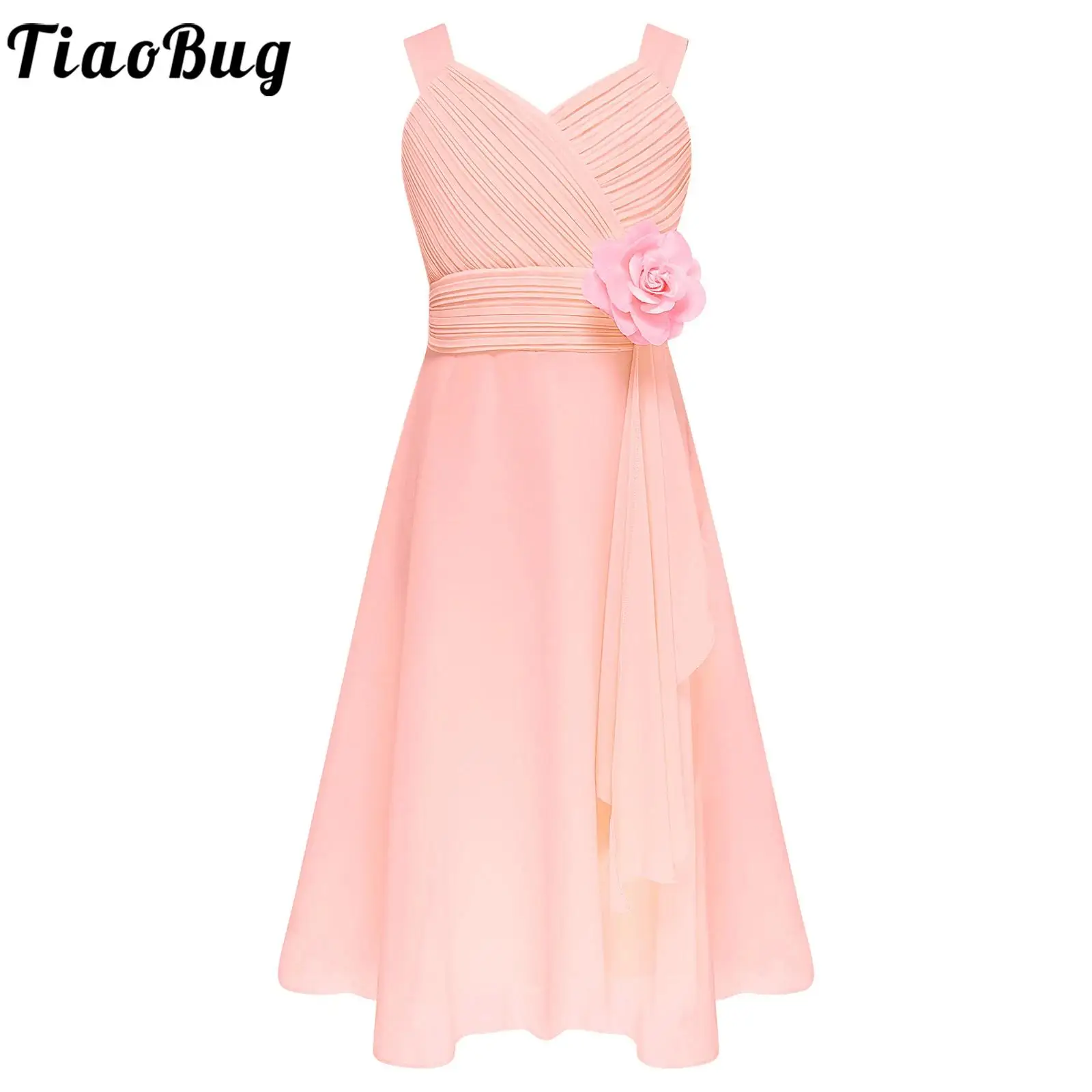 Платье-макси шифоновое с рюшами без рукавов на свадьбу или выпускной