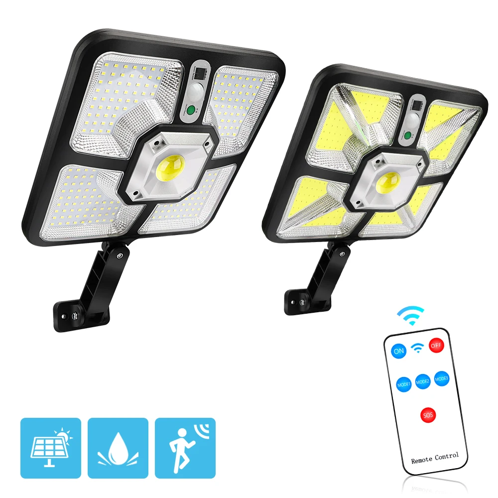

220 LED Solar Powered Light Wall Security Light with Remote Separation Outdoor Street Lighting IP65 Waterproof 3 Modes Spotlight