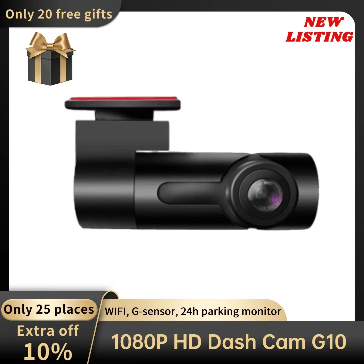 

Видеорегистратор G10, 1080P HD, Wi-Fi, 24 часа, поворот на 270 °