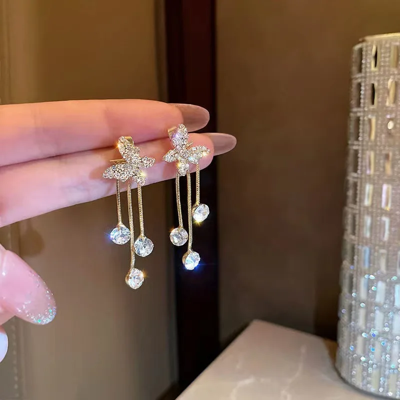 

Korean Fashion Zircon Pearl Tassel Earrings for Women 2022 Trending Temperament Luxury Brincos Feminino Drop Ear Rings Pendiente