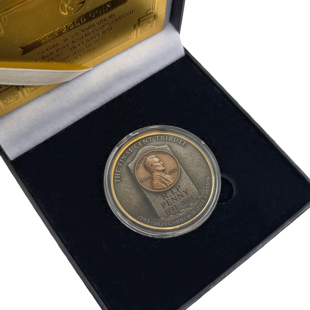 Фото Сувенирная монета LIBERTY 2025 The Final Cent Tribute 1792-2025, позолоченная коллекция монет для вызова в США, подарок №1