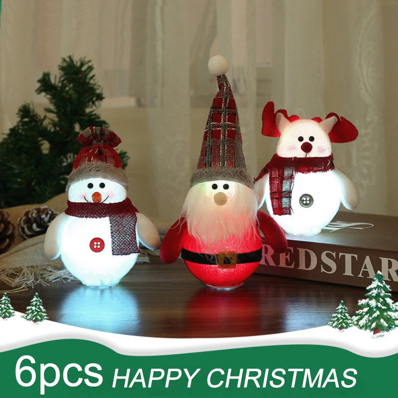 

Night Lights Santa Claus Snowman Elk Lights Christmas Tree Ornaments 2023 Merry Christmas Decorations for Home Party Xmas Gift