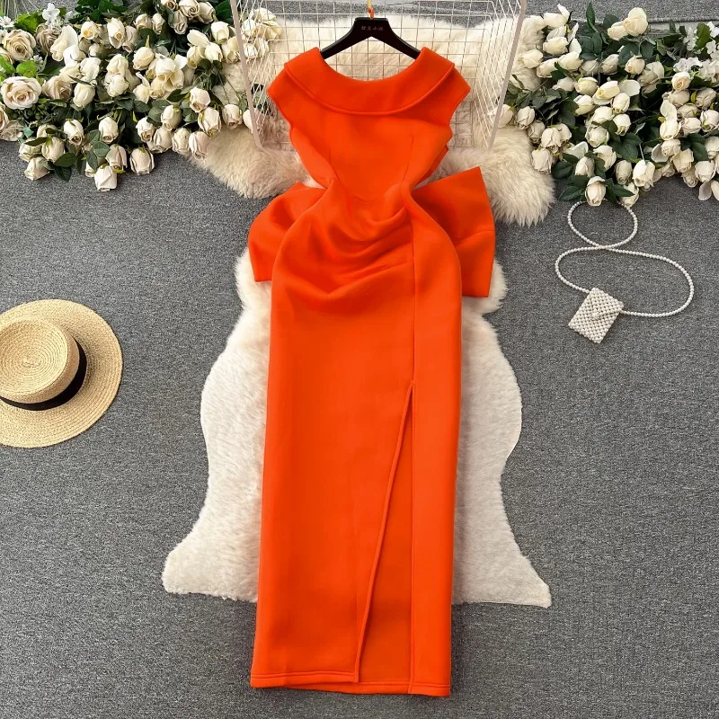 

Женское облегающее платье на молнии, с открытой спиной и разрезом