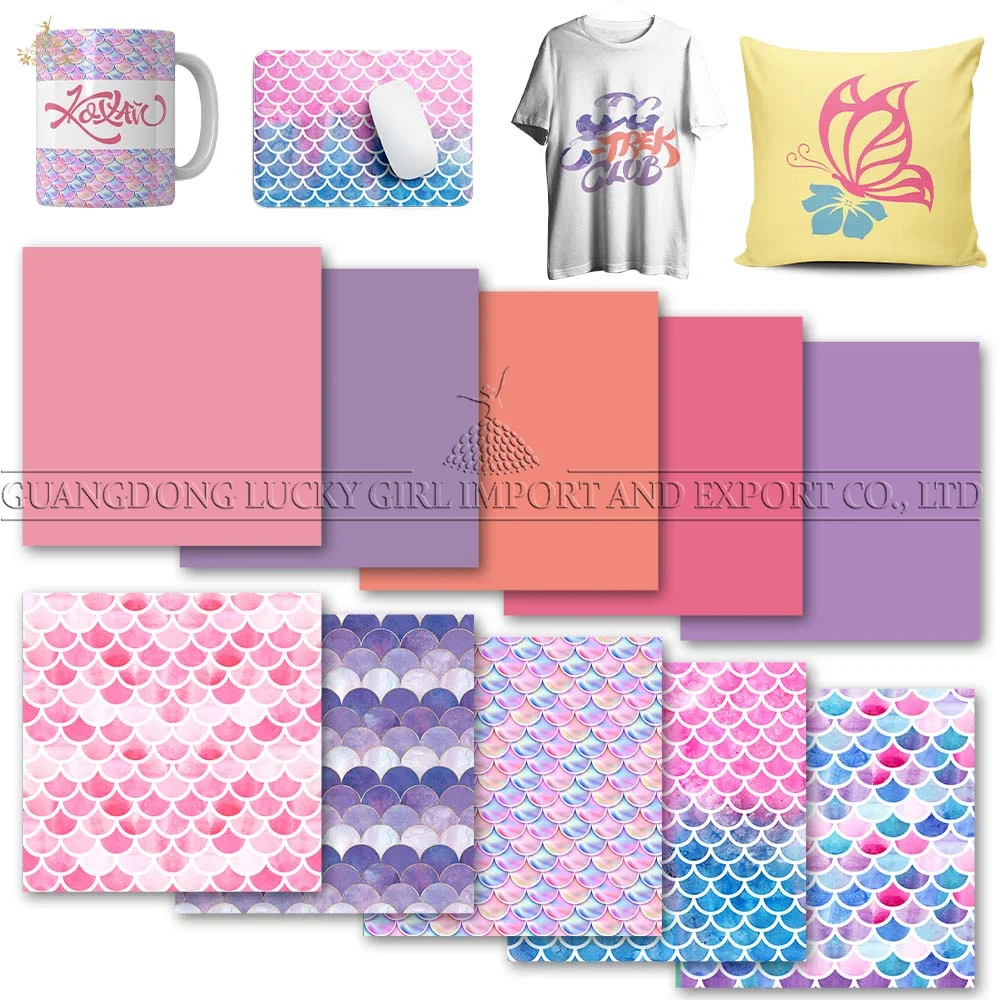 Счастливая богиня, розовая рыба, чешуйчатая переводная чернильная бумага 12x12 дюймов, сублимационная переводная бумага, термопресс или кружка, ткань для футболок