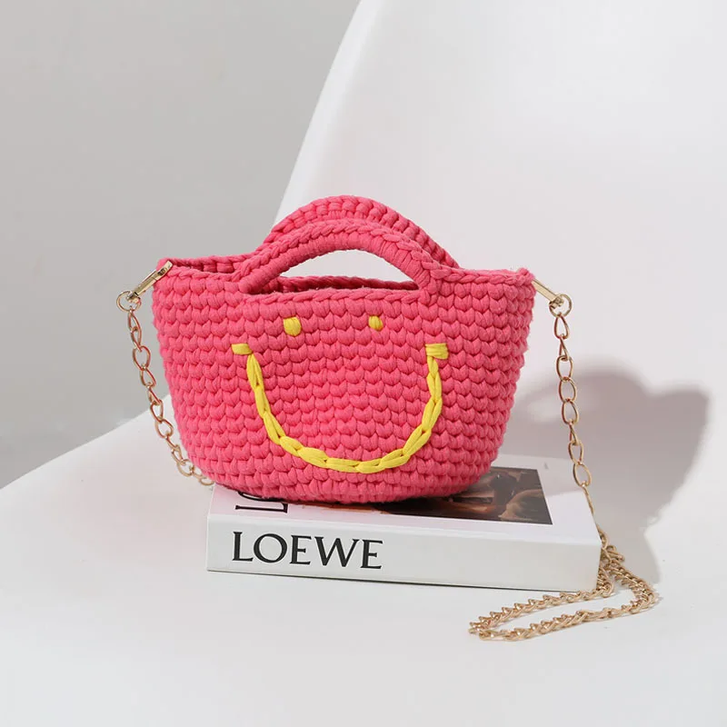 

Mini Rope Crochet Women's Handbags Luxury Designer Knitting Shoulder Bag Sling Bag Small Smile Crossbody Bags for Women 2022 New