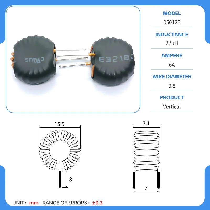 

050125 13 мм 22uH 27uH 33uH 37uH 47uH Настраиваемый тороидальный индуктор Sendust