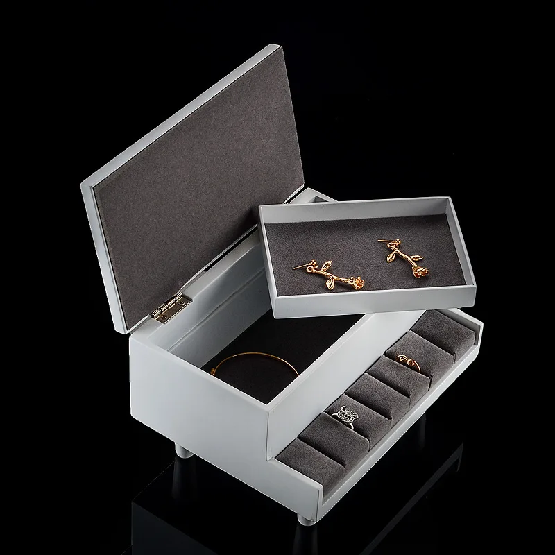 Nordic Style Wooden Jewelry Box Princess Small Piano Ring Cufflinks Storage Box Bracelet Bracelet Bracelet Jewelry Holder