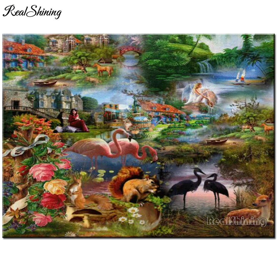 

Алмазная вышивка «кролик фаминго», квадратная круглая алмазная живопись 5d «сделай сам» с рисунком коттеджа, в стиле кантри/осени, T1667