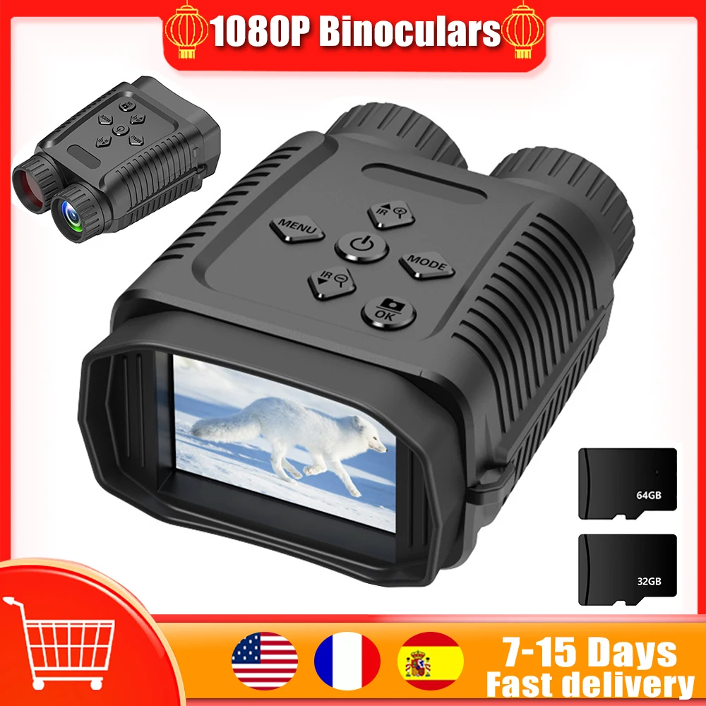 

1080P Binocular Night Vision Goggles 4X Digital Zoom 7 Level Brightness Adjustable Waterproof 300M Full Dark Viewing Distance