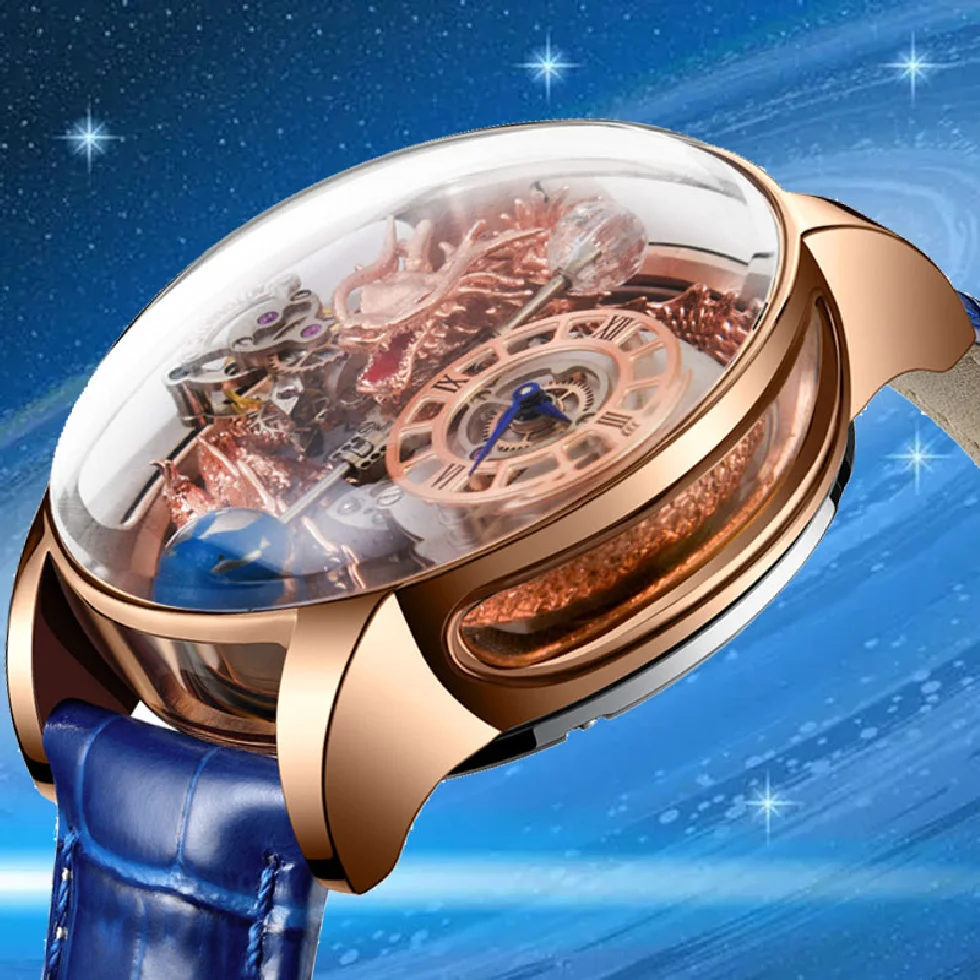 

PINDU DESIGN Astronomia Celestial SeriesTourbillon Watch Men The Transparent Design Man Watches Quartz Wristwatch reloj hombre