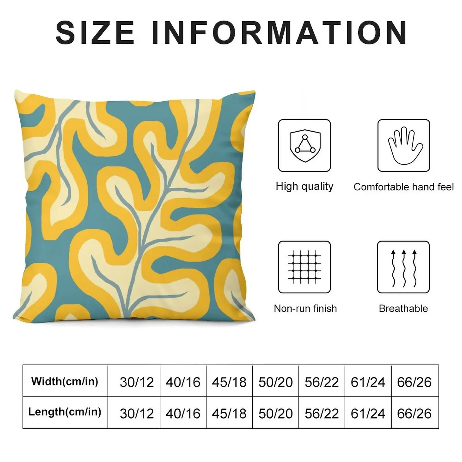 Современные листья гигге в желтом и синем декоративной подушке аниме-подушки