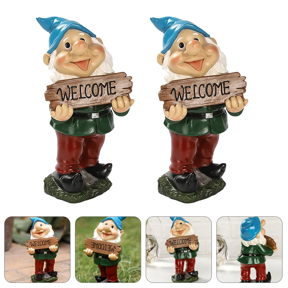 

2pcs Garden Gnome Resin Craft Gnome Festival Decoration Desk Tabletop Ornament
