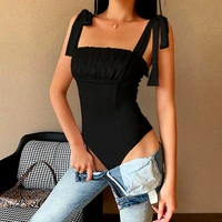summer bodysuit club camisole bodysuit skinny elastic sexy tank top 2022 lace up sleeveless woman vest sexy backless bodycon