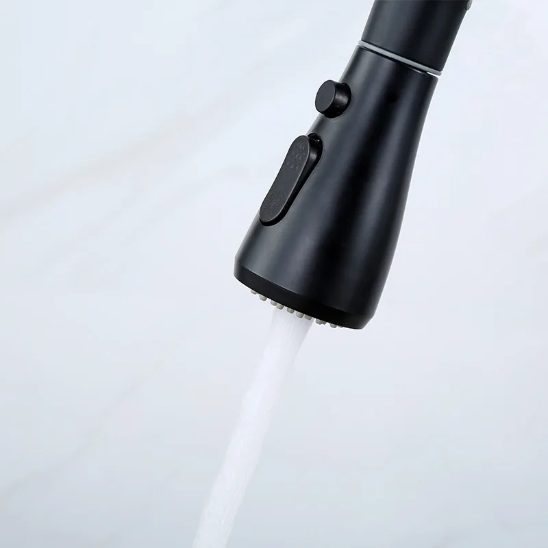 Пружинный смеситель для кухни вытяжной с двойным носиком одним рычагом и