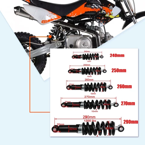 Амортизатор 240/250/260/270/мм, фунтов, задняя подвеска для велосипедов-внедорожников, мотоциклов, квадроциклов, скутеров, быстрая доставка