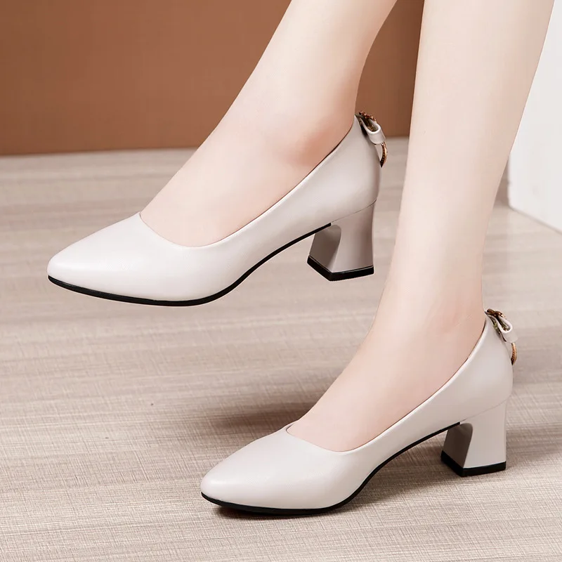 5cm Heel Medium Kitten Heels Wedding Shoes Bride Spring Fall 2021 Shallow Pointed Toe Pumps Women Red White for Office Party