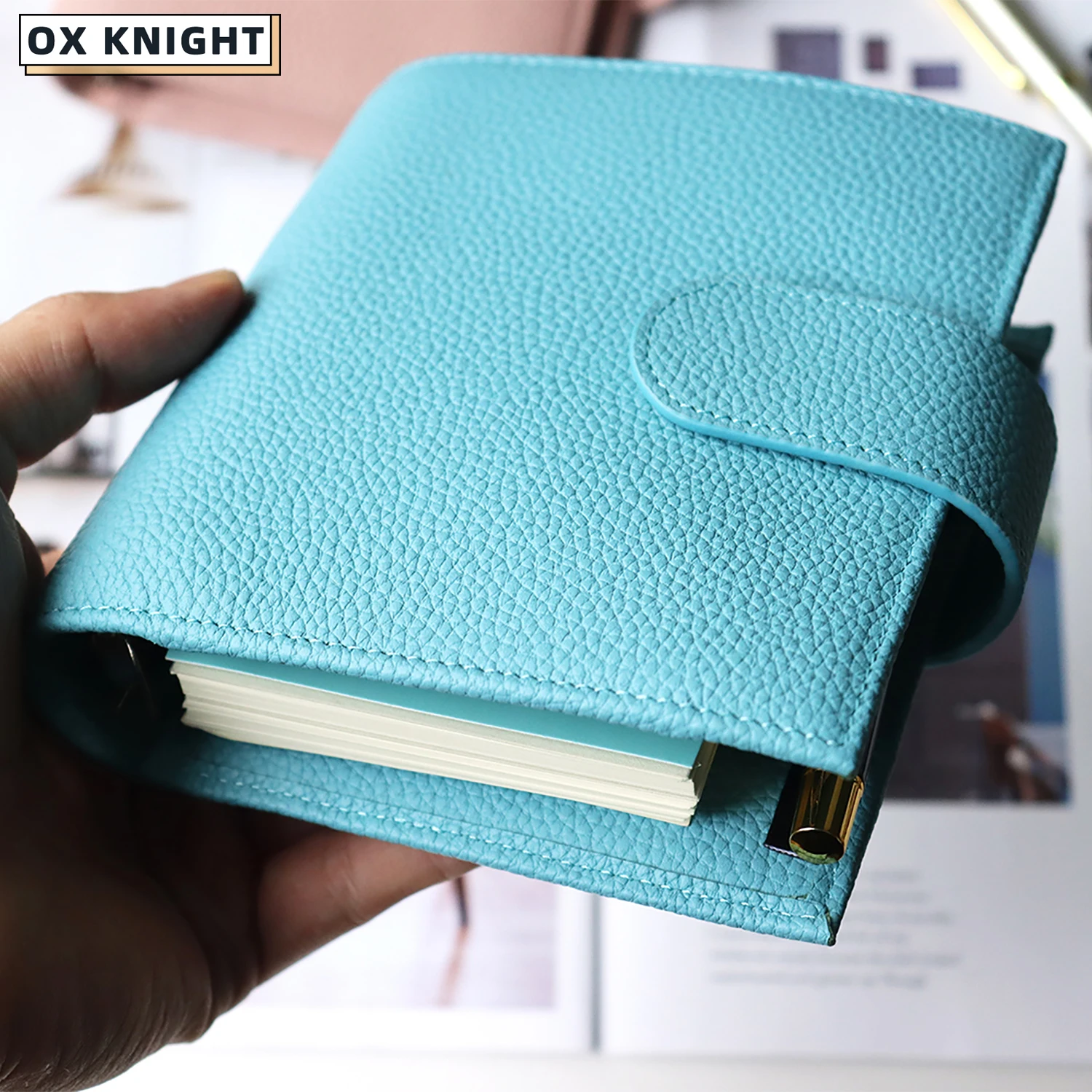 OX KNIGHT Original Series Pocket Planner Pebbled Grain Cowhide  A7 Notebook Planner File Package Multifunctional Agenda Diary