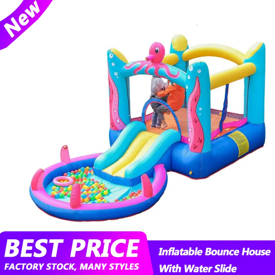 

Inflatable Castle for Kids with Slide Large Children Bounce House Building Entrance Amusement Park Indoor Outdoor Play