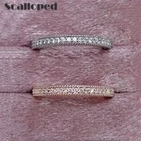 scalloped fashion cutout heart rings for women sparkling zircon bridal wedding band engagement party jewelry couples love token
