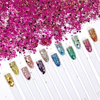 50gbag mix size nail glitter sequins 12colors hexagongold round nail art flakes diy matte holographic manicure nail glitter