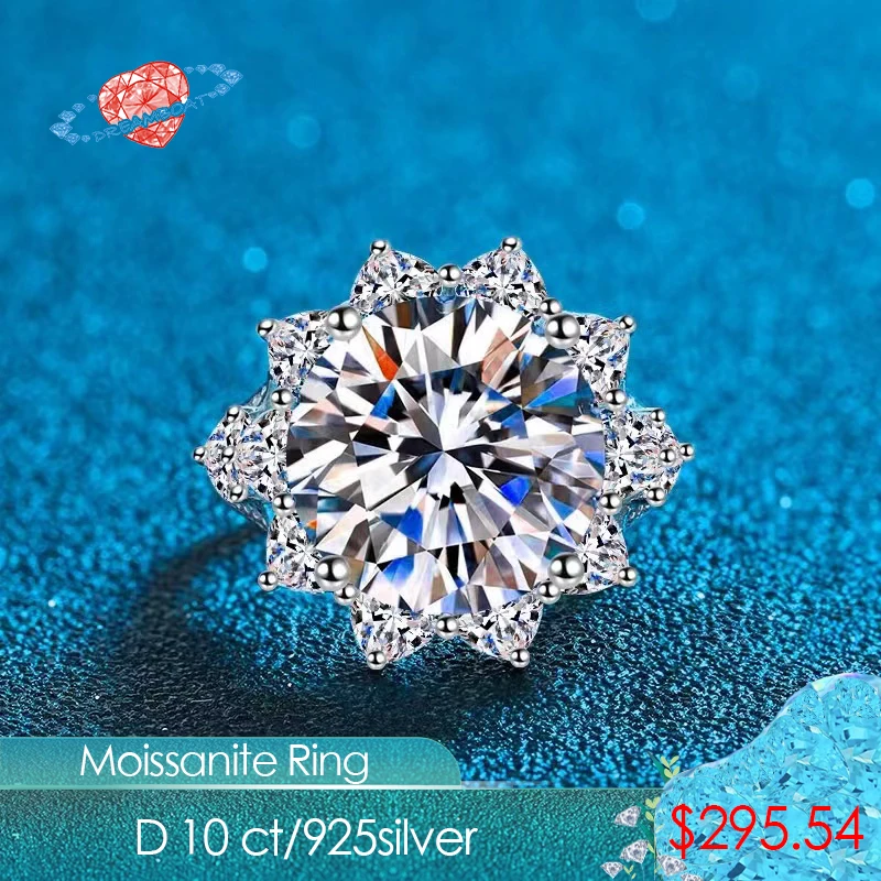 

925 Sterling Silver Ring Women's 10 Carat Luxury Moissanite Ring