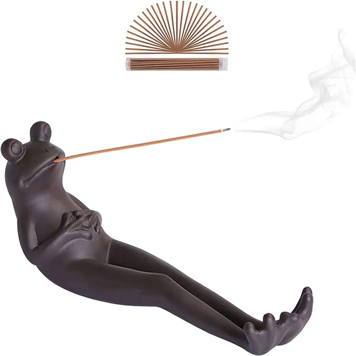 

Handmade Purple Clay Stick Incense Burner Holder Cute Frog Incense Stick Holder Mini Animal Statue Home Decor Incense Burner